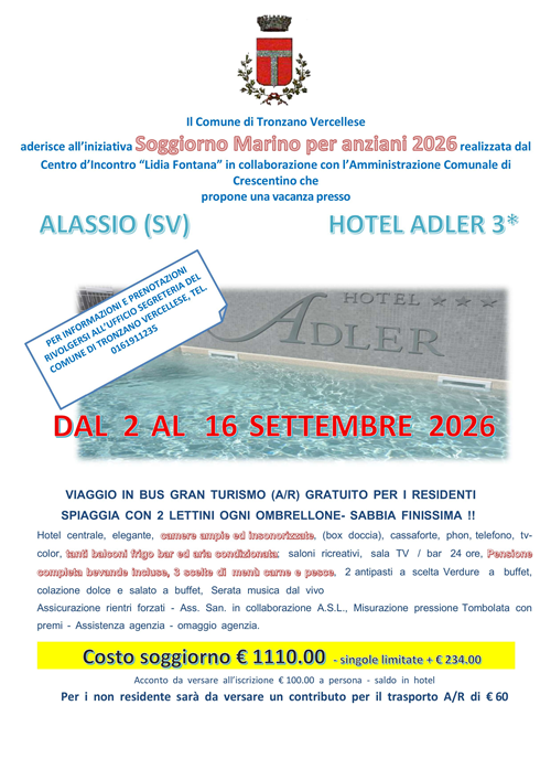 Organizzazione Soggiorno Marino Per Anziani 2026